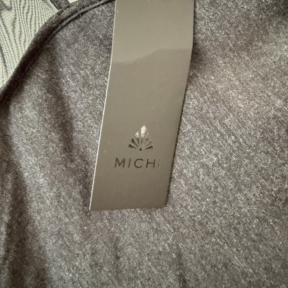 Michi sz L Gray Mesh Asymmetrical Drape Long Sleeve Top NWT Lagenlook Witchy - Picture 4 of 7